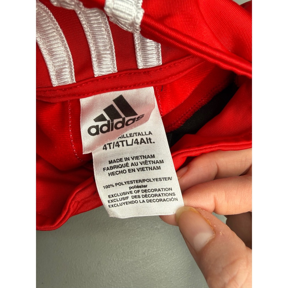 Adidas Toddler Kids Track Jacket Black Red White Colorblock Full Zip 4T - Picture 3 of 4